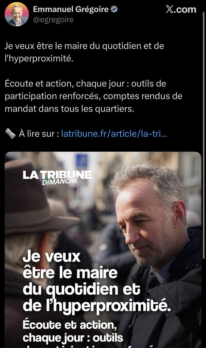 E. Grégoire a bloqué depuis des années des centaines de Parisiens sur X et est incapable de poster sans fermer les commentaires. Il ne supporte pas la critique et le dialogue.

Mais oui, il sera le Maire du quotidien et de l'hyperproximite 😂

Cette campagne de gaslighting...