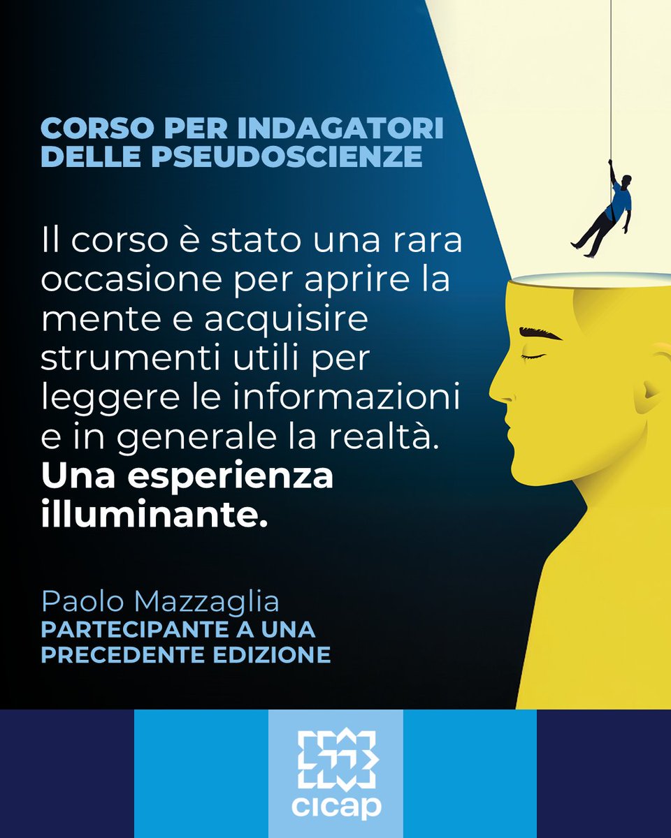 cicap's tweet image. Come cominciare bene l'anno? Seguendo i consigli di chi ha già partecipato al corso annuale del CICAP e lo consiglia!

Maggiori informazioni su cicap.org/corso