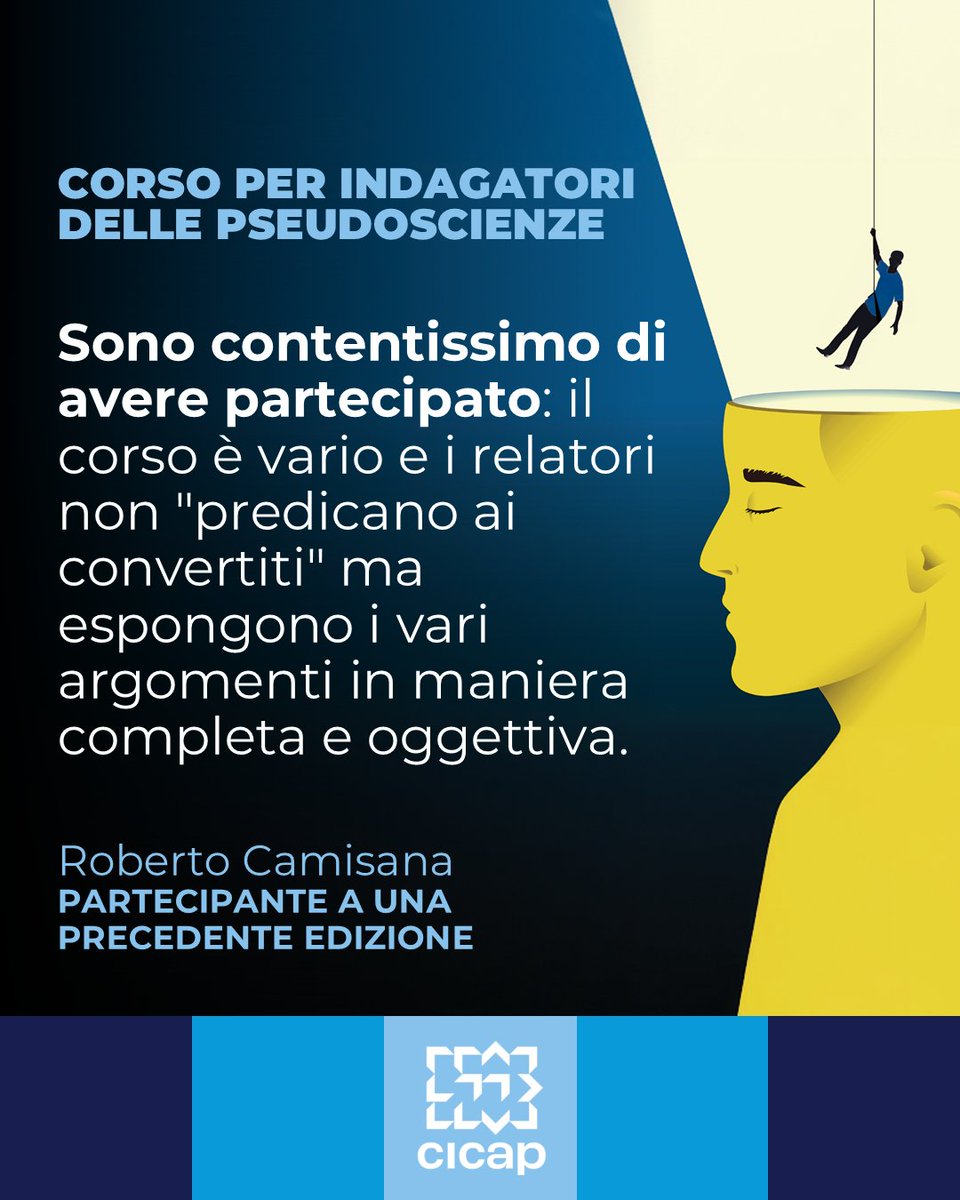 cicap's tweet image. Come cominciare bene l'anno? Seguendo i consigli di chi ha già partecipato al corso annuale del CICAP e lo consiglia!

Maggiori informazioni su cicap.org/corso