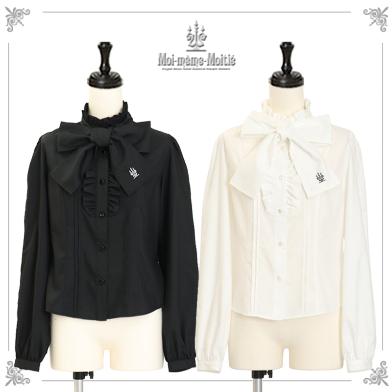 燭台刺繍リボンタイブラウス【9号】 発売中】白青/9号 残り1点 ○燭台刺繍リボンタイブラウス 20,900 JPY