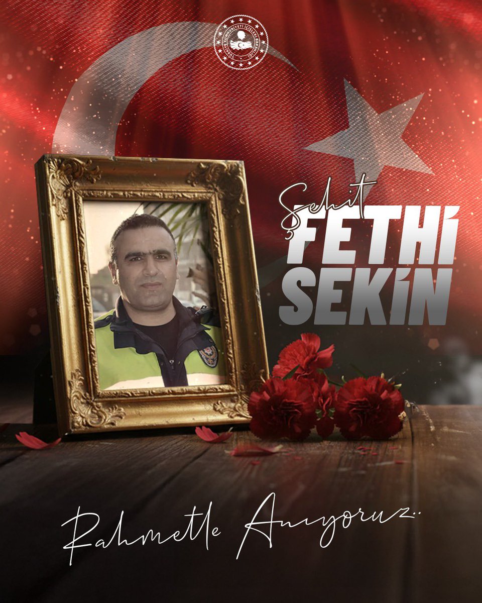 Fethi Sekin, şehitler ocağı Emniyet Teşkilatımızda görev yapan kahraman polislerimizdendi. 9 yıl önce vatanı için bir an dahi tereddüt etmeden şehadete koştu. 

Aziz hatırasını asla unutmayacağız. Adı milletimizin kalbinde daima yaşamaya devam edecek🇹🇷

Şehidimizin ruhu şad,