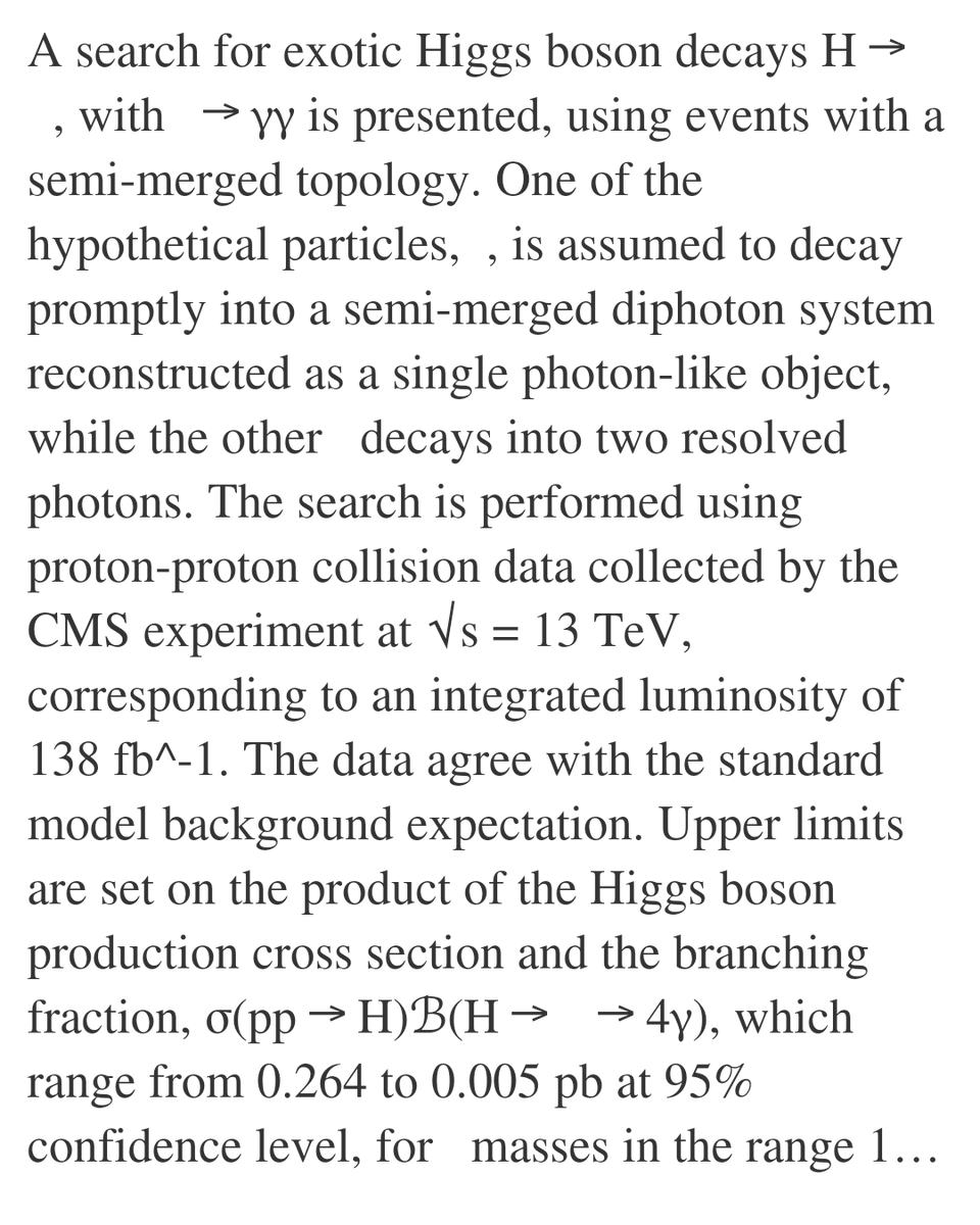 HEPExperPapers's tweet photo. Search for exotic Higgs boson decays H → 𝒜𝒜 with 𝒜𝒜 → γγ in events with a semi-merged topology in proton-proton collisions at √s̅ = 13 TeV

CMS Collaboration
https://t.co/S1D73ns8Oq [hep-ex] https://t.co/u5RfvHtV5p