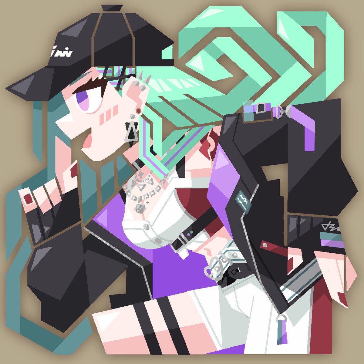 drawing_aokubii's tweet image. モンハンのアイコン風に描いてみた💄💚
 #べにっき