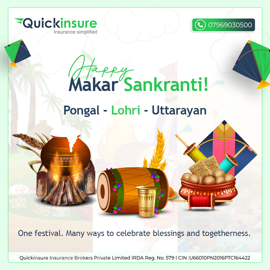 quickinsureInd's tweet image. Festivals remind us of togetherness, gratitude, and protection.

Makar Sankranti, Pongal, Lohri, and Uttarayan ki hardik shubhkamnayein.

Aapke ghar mein health, peace, aur safety bani rahe.

#Quickinsure #NayaSaalNayiShuruaat #MakarSankranti #FestivalBlessings #CelebrateTogether