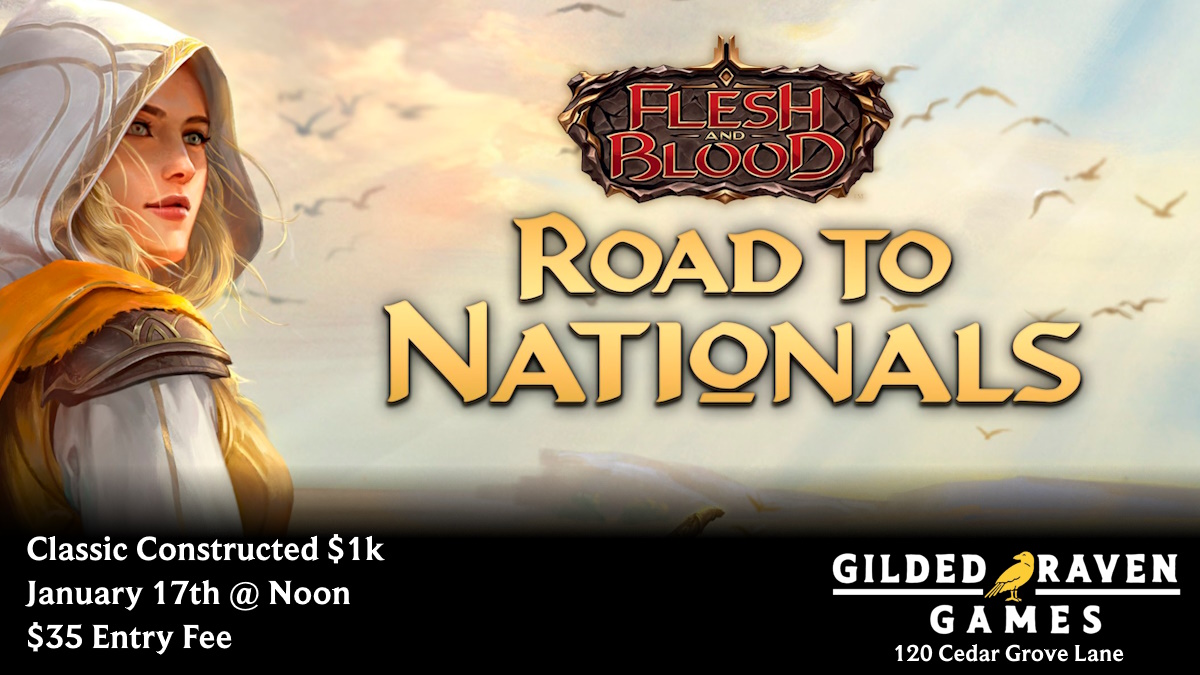 Elo may be going away soon, so juice a pro player's rating while you can at our <a href="/fabtcg/">Flesh and Blood</a> Road To Nationals.

Sign up @ gildedravengames.com
