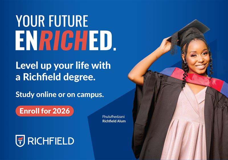 Yfm's tweet image. We're celebrating matriculants achievements with Richfield, WIN R1000 daily!

Simply send us a voice note of your school anthem on the Y app using #ENRICHED and The Way Up could be calling you!

Shape the future you deserve @thisisrichfield. Choose from 8 premium campuses