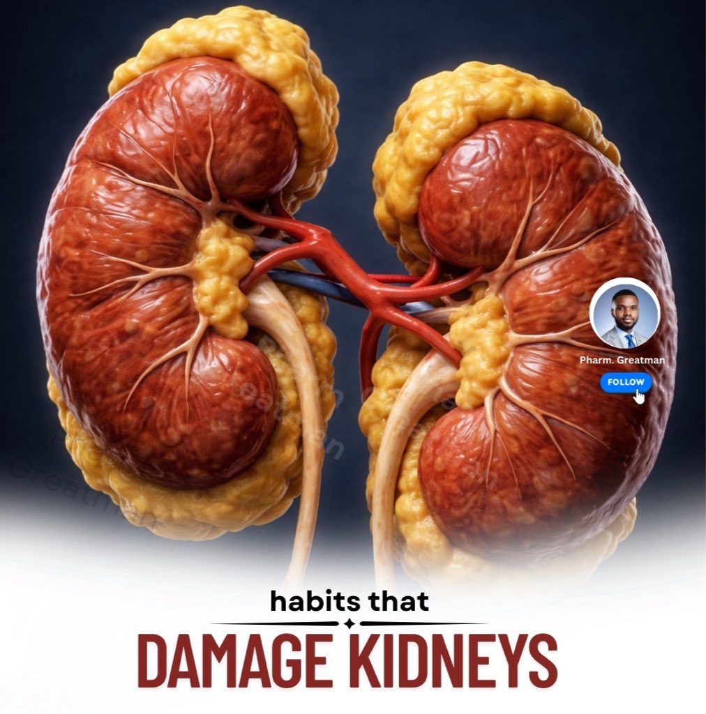 Habits that Damage your Kidneys

Your kidneys work quietly every day, filtering waste, balancing fluids, and keeping you alive. 

Most times, they don’t fail suddenly, you slowly damage them with everyday habits you barely notice. 

If you keep doing these things, you may be