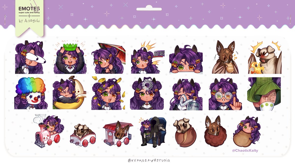 kvakozawrstudio's tweet photo. 🦇 More emotes for @ChaoticKaity! Thank you for trusting us! 

🎨: Asagichi https://t.co/ZM59OhzDBF