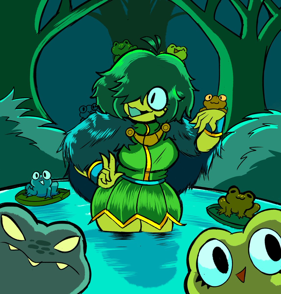 Here is Lynn, It wasn't in the previous image for a few reasons (RIBBIT)

#illustration #drawing #oc #frog