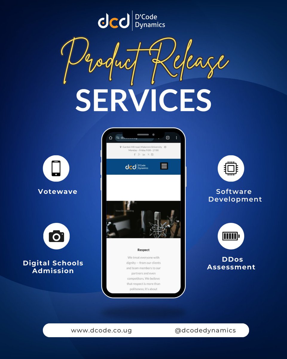 dcodeug's tweet image. At Dcode Dynamics, we're crafting secure, customized software and ICT solutions tailored to meet the unique needs of your institution and its audience. 

Contact Us: 0393-002-006