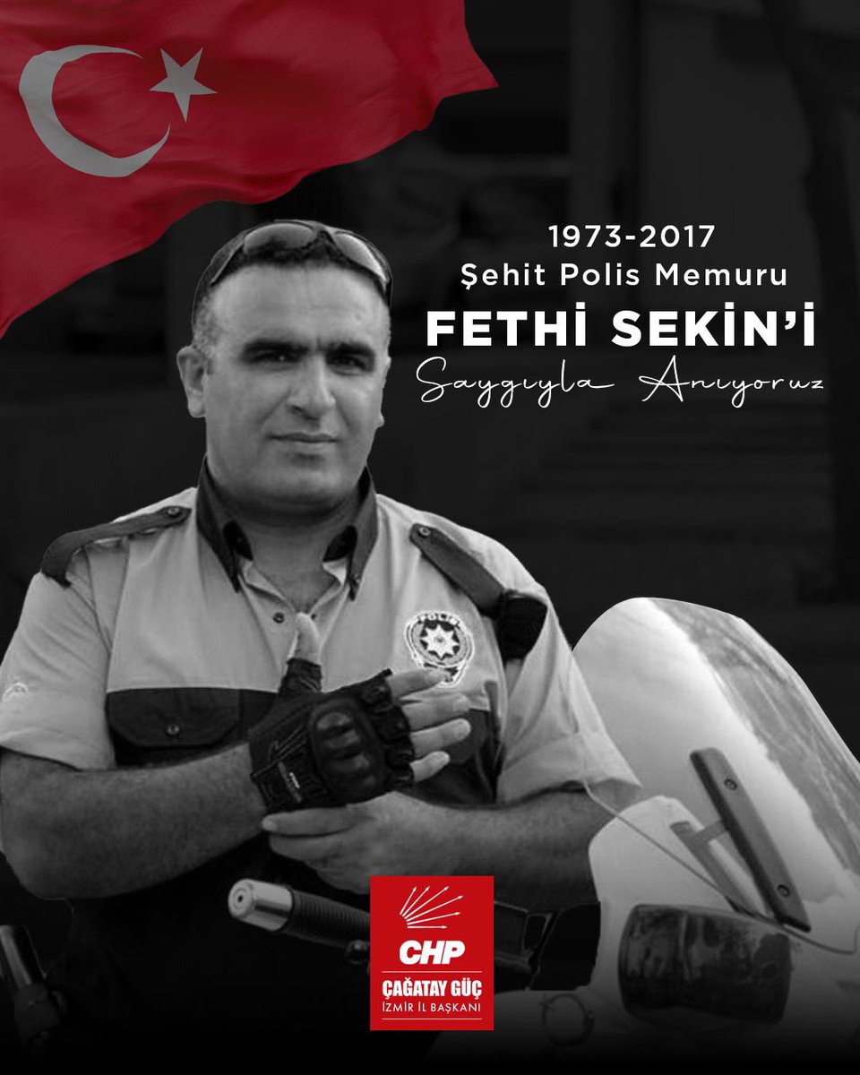 İzmir’de 9 yıl önce bugün hain terör saldırısında şehit olan kahraman polisimiz Fethi Sekin’i saygıyla anıyoruz. 🇹🇷

#fethisekin