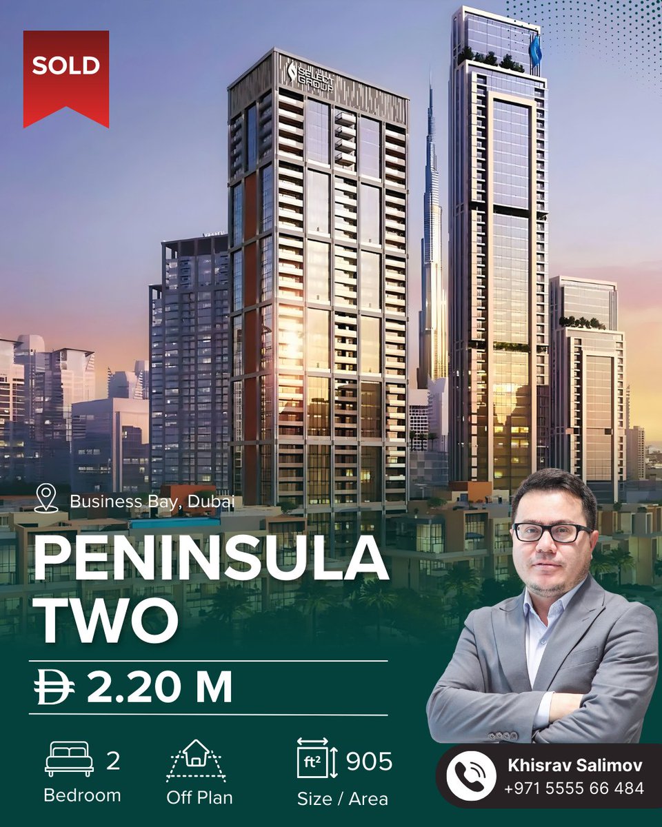 TamaniProp's tweet photo. SOLD in Business Bay! ✨ 

2BR at Peninsula 2 sold &amp; transferred - steps from Burj Khalifa &amp; Dubai Mall.

📍 905 sq.ft | AED 2.2M | Off‑Plan

Buying or selling in Dubai? Let’s connect.
📞 +971 52 303 6807
📍 The Prime Tower, Business Bay

#TamaniProperties #BusinessBay #Peninsula https://t.co/UhhRUXT9ZB