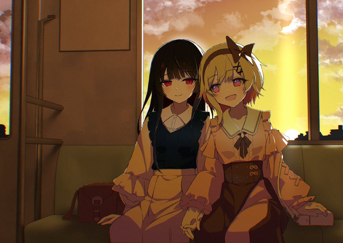 FUMIGO0509's tweet image. 東雲あきら様 (@akira_shinonome )に、
二階堂ヒロちゃんと桜羽エマちゃんを描いて頂きました、ありがとうございます！(か、可愛い過ぎる〜)

エマヒロかヒロエマかは見方によります。

#まのさばネタバレ
#まのさば二次創作