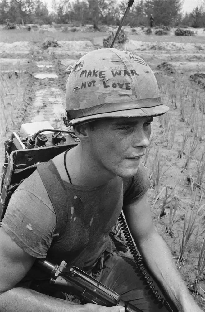 'Make war not love', USA soldier, Da Nang, Vietnam, 1967