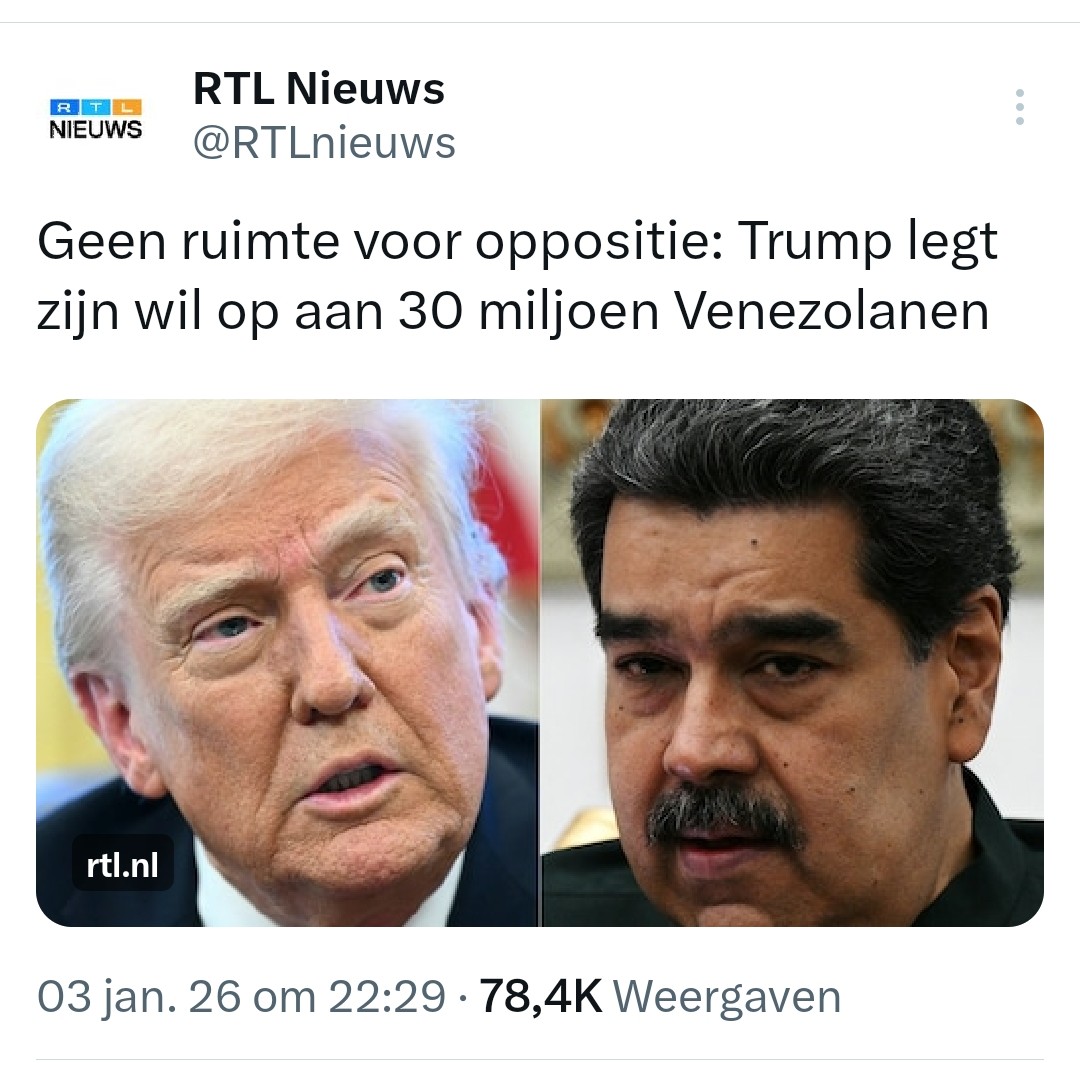 Dit is gewoon Nederlandse journalistiek.
Want Maduro, wiens misdaden tegen de menselijkheid door de VN en het ICC worden onderzocht, was zo'n toffe peer?
Ook bij <a href="/RTLnieuws/">RTL Nieuws</a> zijn ze linksachtig gek geworden!