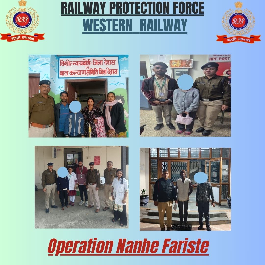 #OperationNanheFarishte, 
On 04.01.2026, RPF staff rescued four missing children at Western Railway stations. After a polite conversation, they were handed over to CWC with presence of GRP.
<a href="/RPF_INDIA/">RPF INDIA</a>