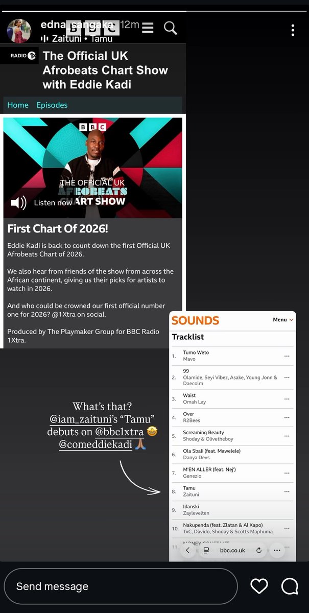 _monanka_'s tweet image. Zaituni’s “Tamu” debuting on BBC Radio 1Xtra’s Official UK Afrobeats Chart is a clear sign of where Kenyan music is heading.
BBC 1Xtra isn’t random placement. It’s tastemaker radio.