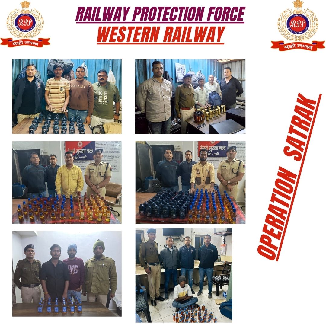 #OperationSatark 
On 04.01.2026, vigilant RPF staff nabbed 06 bootleggers with 245 nos illicit liquor worth Rs 26,220/- at Western Railway stations. Liquor seized and handed over to GRP for further legal action.
<a href="/RPF_INDIA/">RPF INDIA</a>