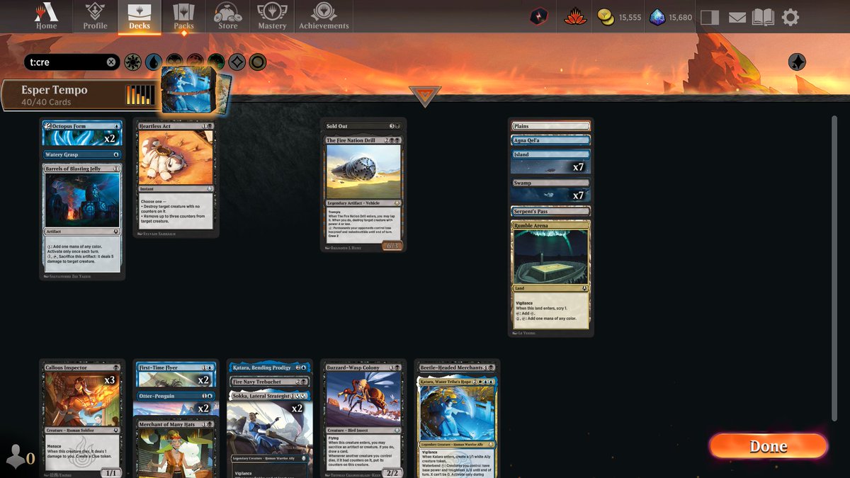 ThePastaPirate's tweet image. 🌊🏆Esper Tempo🏆🌊

1) 1x Katara made the W splash

2) 2x Penguin/Sokka applied immense pressure

3) 3x Inspector enabled Sokka/Trebuchet

4) 18 lands ensured consistent land drops

5) Agna Qel'a/Drill: busted rares

Draft: 17lands.com/draft/fcee73ef…

Games: 17lands.com/details/fcee73…