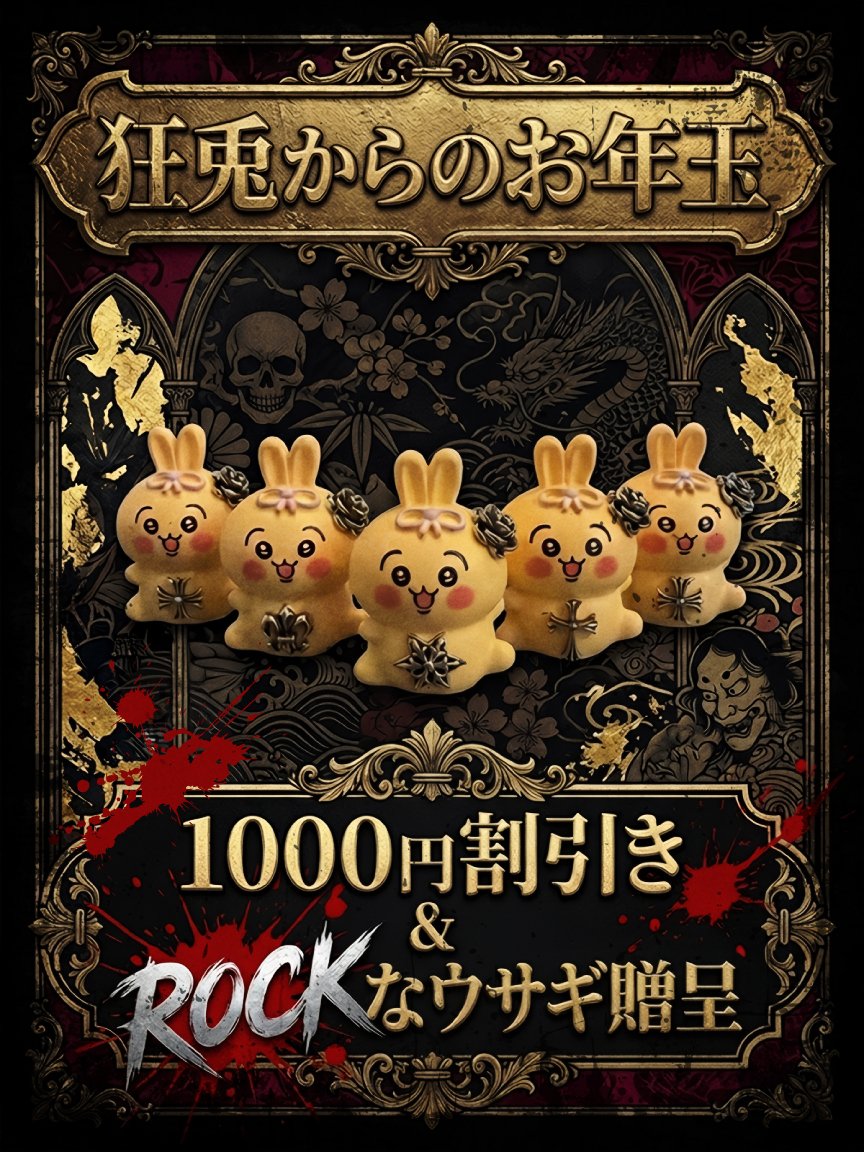1/5～1/10 狂兎からのお年玉 ꒷꒦꒷꒷꒦꒷꒷꒦꒷꒷꒦꒷ 🐰来店特典