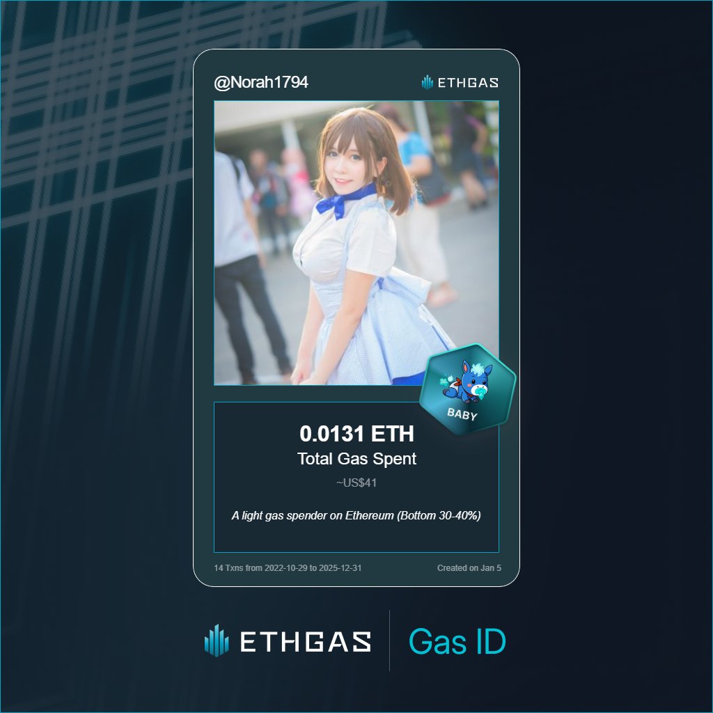 Discovered my Gas ID via ETHGas - turning my gas spend into rewards 🫘

As a Baby Jack, I've spent 0.0131 ETH on gas but earned 4 Beans back.

Get your Gas ID and Beans here: ethgas.com/community/gas-…