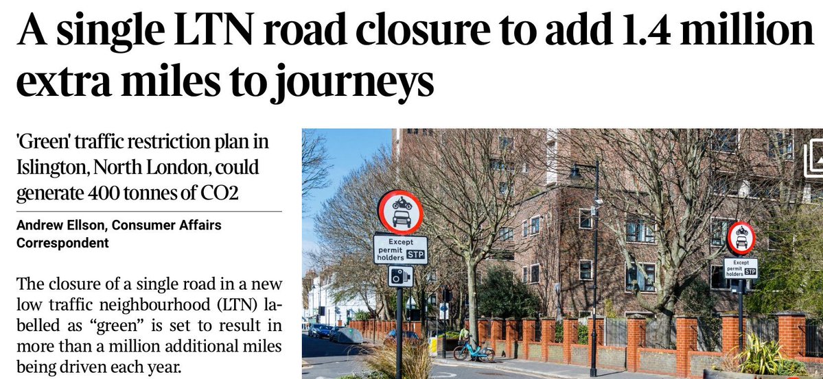 LittleNinjaUK's tweet photo. A million extra miles driven and 400,000 kg of extra CO2 each year due to a single LTN road closure. https://t.co/eSTdkPIqSi
Across London, councils are increasing traffic congestion & emissions on residential & community roads. They call it climate action. It's climate fraud. https://t.co/rXPIQq66M7