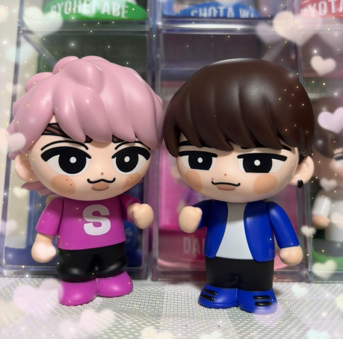 しょっぴー💙とさっくん🩷 ソフビ遊び始まってる〜🥰 待ってました