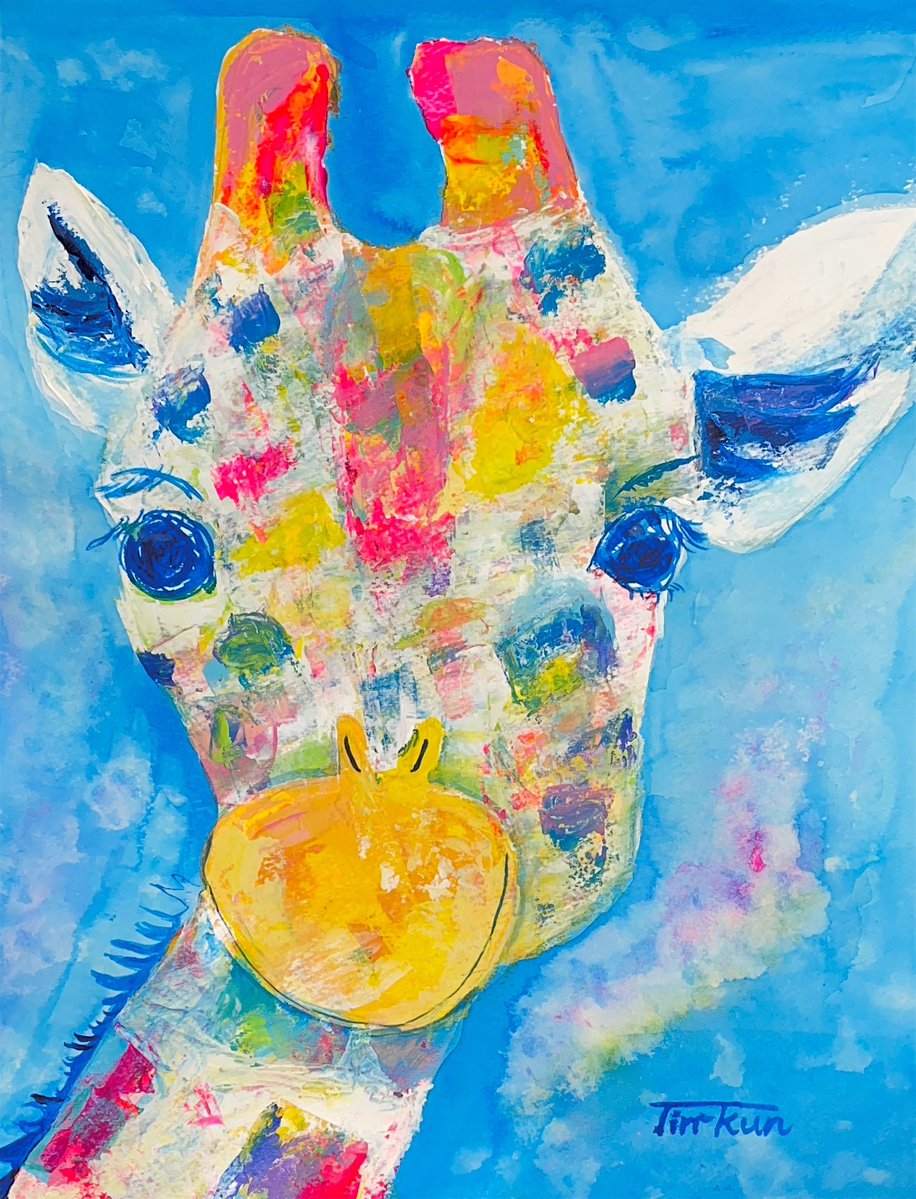 キリン　アクリル画　原画 キリン ＃アート ＃絵画 ＃原画 ＃アクリル画 20cm角 絵画 118Art 通販