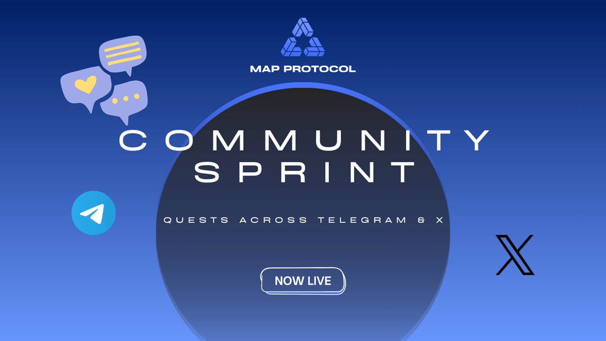 🚀 MAP Protocol Community Sprint is now LIVE

Start the quests here 👉 zealy.io/cw/mapo/questb…

For the next 10 days, complete quests across Telegram &amp; X and earn $MAPO rewards as:
– Top contributors
– Lucky participants
– Best content creators

✅ Join &amp; engage in our Telegram