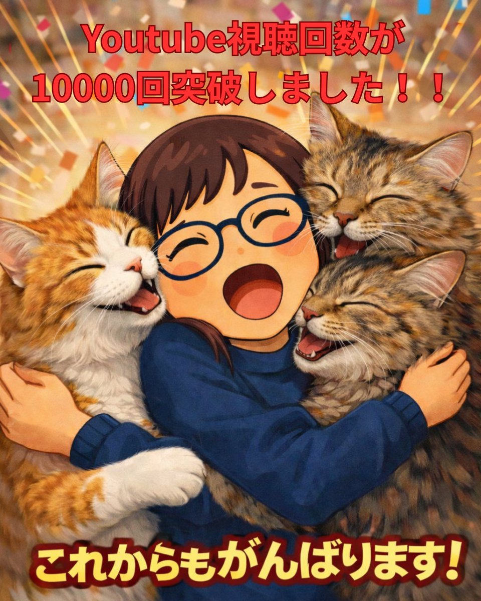 monchatkuma's tweet photo. 🎉YouTube視聴回数10000回突破🎉
見てくださった皆さま、本当にありがとうございます✨
これからもがんばります🐾
#YouTube
#10000回再生突破
#ありがとう https://t.co/0izae4zHdY
