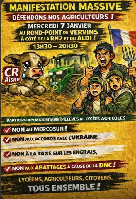 bloquonstout's tweet image. 🚨🚜 LES APPELS À LA MOBILISATION SE MULTIPLIENT EN RÉGION !

Partout en France, les agriculteurs s’organisent, se parlent, se lèvent.

Rien n’est réglé. La colère est toujours là.

La mobilisation s’étend, s’ancre localement… et monte en puissance.

👉 Restez attentifs.
👉…