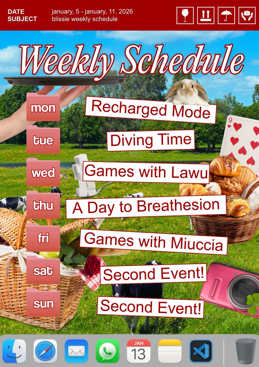 BlissBitte's tweet image. ⠀
⠀📂 2nd 𝗪𝗲𝗲𝗸𝗹𝘆 𝗦𝗰𝗵𝗲𝗱𝘂𝗹𝗲
[5 January 2026 – 11 January 2026]
⠀