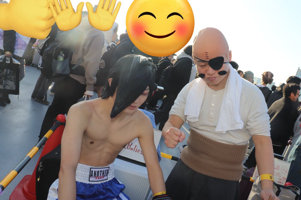 Ts1118Misugo's tweet photo. #107_COS
#107_コスプレ
1日目
あしたのジョー
矢吹丈
からあげさん
丹下 段平
団長さん
ネオジオ、SFCでゲーム化されている作品😄
立て、立つんだジョーの台詞😌
力石徹の葬儀は有名🌟
巨人の星、アタックNo.1、キャプテン、タイガーマスク、あしたのジョーは
人気スポ根アニメ作品です✨ https://t.co/gMuYfVL1Ix