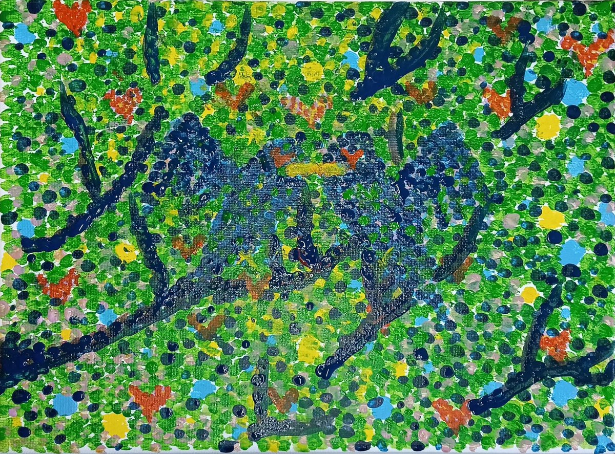 絵画教室で 画材等の質問をしながら、 色の重なりとか試しながら