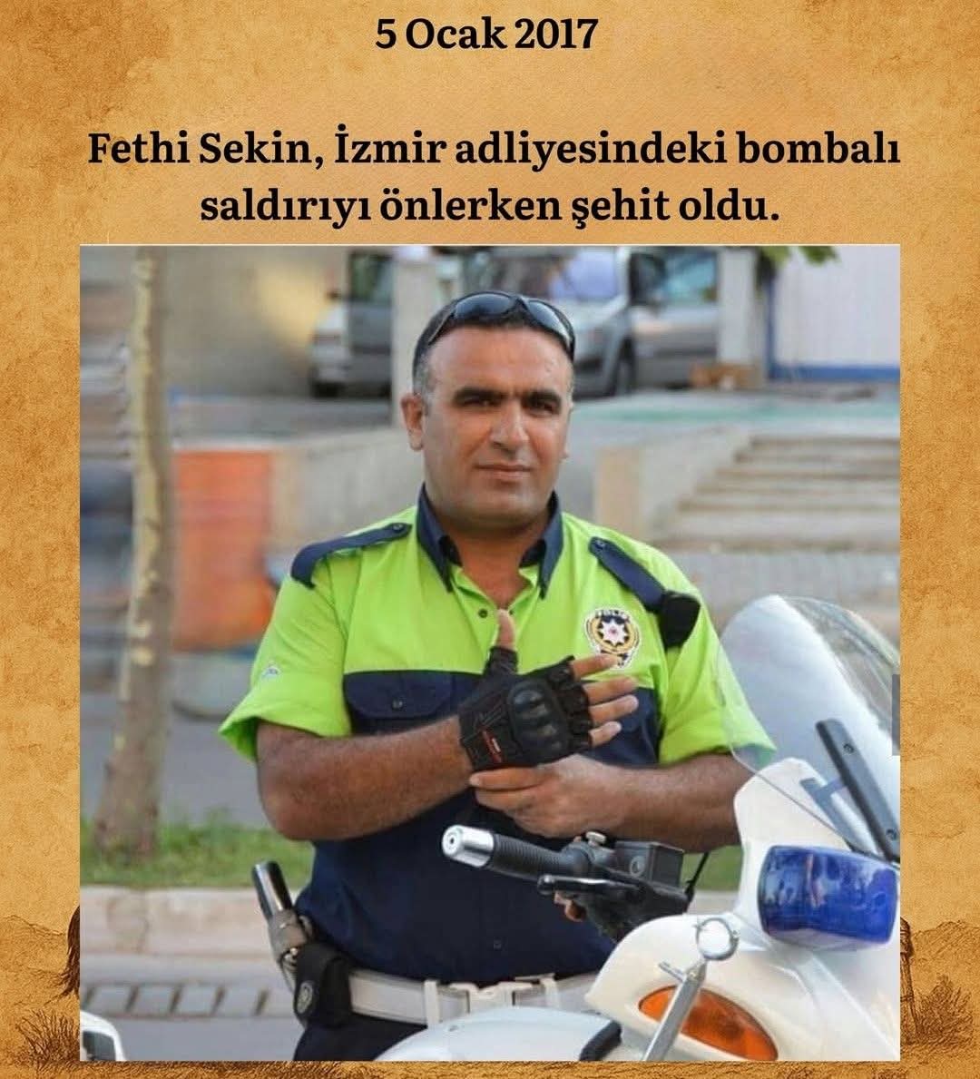 İzmir Adliyesi’ne yönelik hain saldırının 9. yılında; görevini canı pahasına yerine getirerek şehit düşen Polis Memurumuz Fethi Sekin’i, adliye çalışanı Musa Can’ı rahmet ve minnetle anıyor, aynı saldırıda yaralanan Mehmet Ali Gökçe’ye sağlıklı bir yaşam diliyorum.
