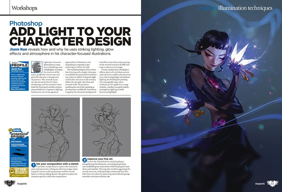 jiunnkuo's tweet photo. Thrilled to share that my step by step tutorial is featured in the newest issue of ImagineFX ✨ https://t.co/O9N0aRwVqw