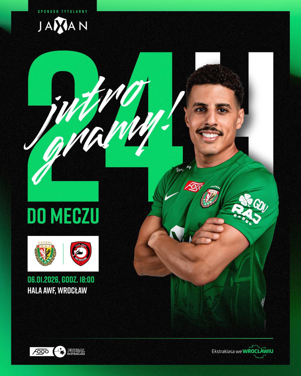 Jutro zagramy pierwszy raz na własnym parkiecie w 2026 roku 💪 W wyjazdowym spotkaniu z Red Dragons zremisowaliśmy 2:2 - z waszą pomocą jesteśmy jutro w stanie powalczyć o zwycięstwo! 💚

Zapowiedź ➡️ tiny.pl/j3n0myfx4