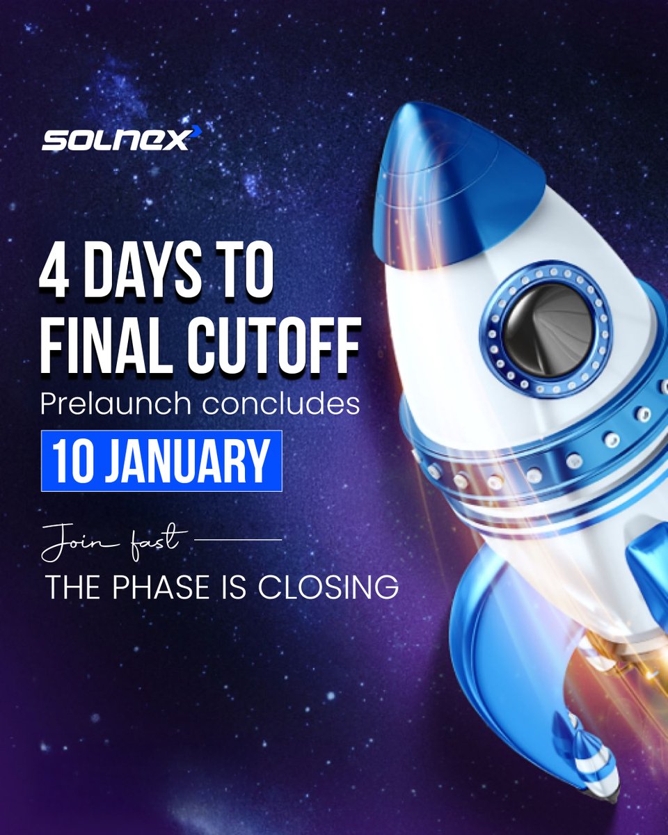 solnex25's tweet image. The window is closing.
Solnex prelaunch concludes on 10 January, and access tightens from here.

Early participation isn’t about speed — it’s about positioning before the next phase begins.

#Solnex #PrelaunchPhase #CryptoAccess #Web3Growth #EarlyPositioning #Metasol
