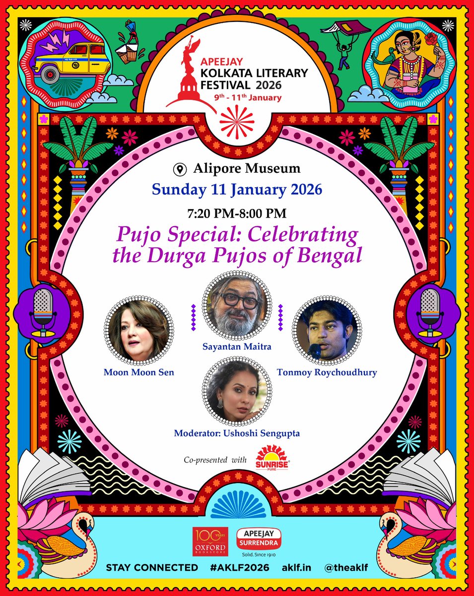 TheAKLF's tweet photo. Join us #Kolkata 

@ushoshi
Co-presented with Sunrise Pure 

#AKLF2026 #AKLF17Years #AliporeMuseum #Litfest 

[Literature, Books, Apeejay Kolkata Literary Festival, Alipore Museum, Apeejay Surrendra Group] https://t.co/Ib0EgED27x