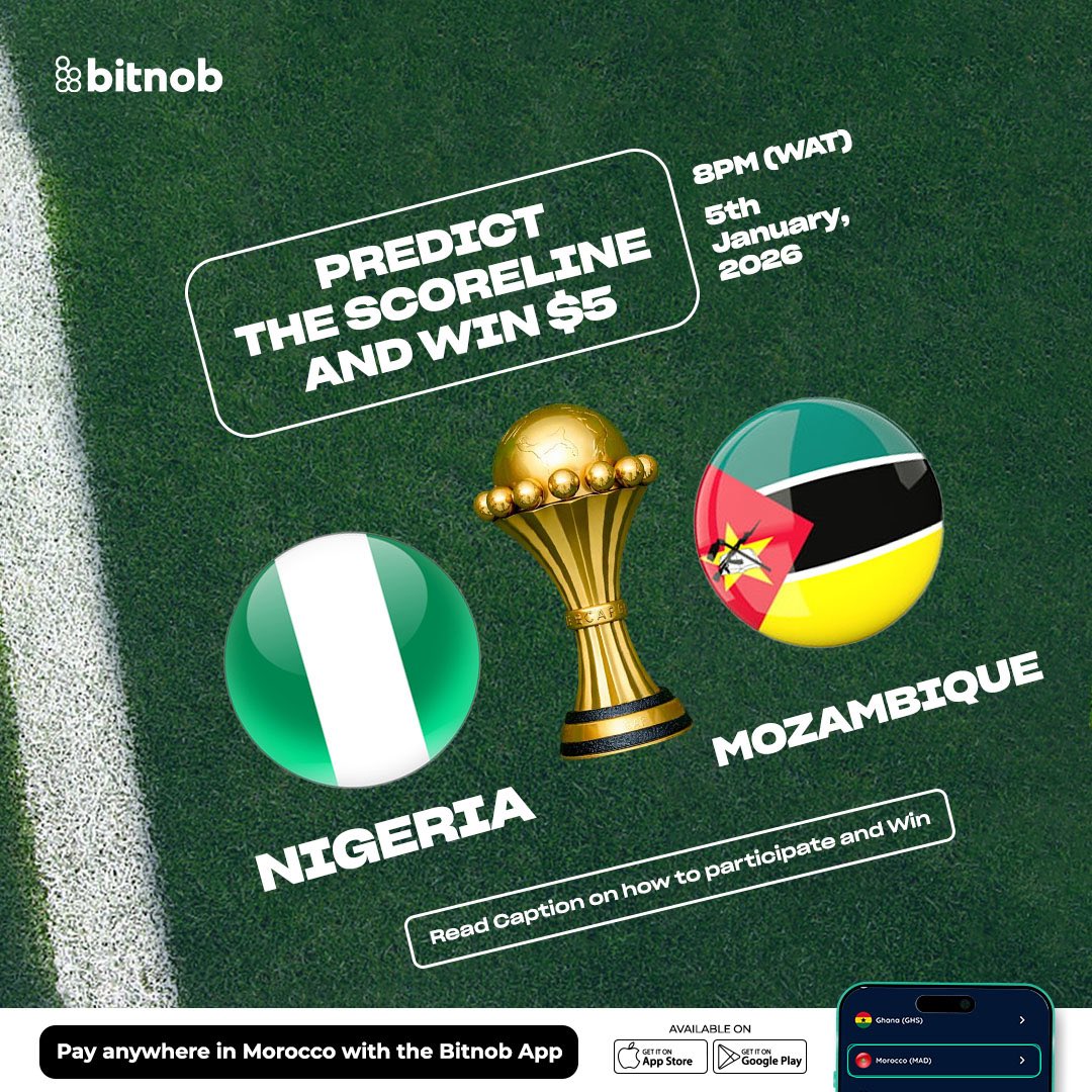 OgaNlaMedia's tweet image. 💸💸💸 GIVEAWAY!!!

PREDICT &amp;amp; WIN DOLLARS:

Nigeria vs Mozambique. Who wins? Predict the correct score-line and win dollars.

@Bitnob_official is motivating the fans with dollars ahead of tonight game.
