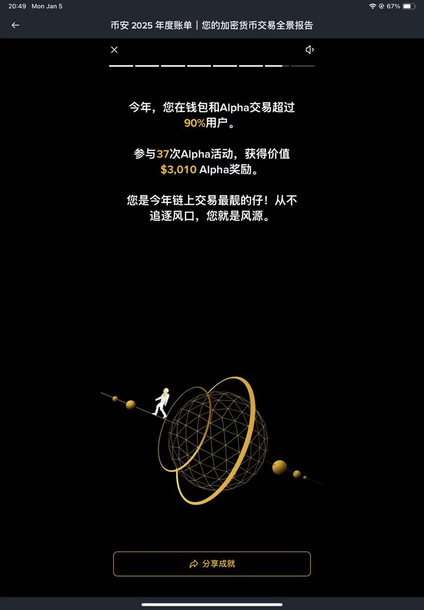 币安广场的这个2025年度账单太炫酷了， 感谢币安2025带来的好成绩。 我得到了“交易巨擎”的称号。 2026会更好。👍❤ @binancezh  @xiaoyuanbinance @yingbinance @KaitoAI