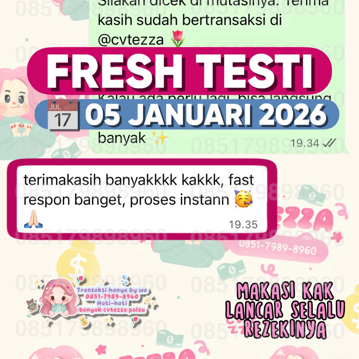 cvtezza's tweet image. GESTUN SAMA ZAA 1000% AMAN 😍☝🏻💅🏻🚨 NO NEED TO WORRY 😍‼️

✨ Trusted since 2022 😍💅🏻 Testi update TIAP HARI 😍 Tertera bukti co dan bukti transfer  bisa dicek🙀🙀

⚠️✨ 𝗪𝗮𝘀𝗽𝗮𝗱𝗮𝗮 𝗯𝗮𝗻𝘆𝗮𝗸 𝗰𝘃𝘁𝗲𝘇𝘇𝗮 𝗽𝗮𝗹𝘀𝘂 ✨⚠️
☎️: tinyurl.com/gestuncvtezza