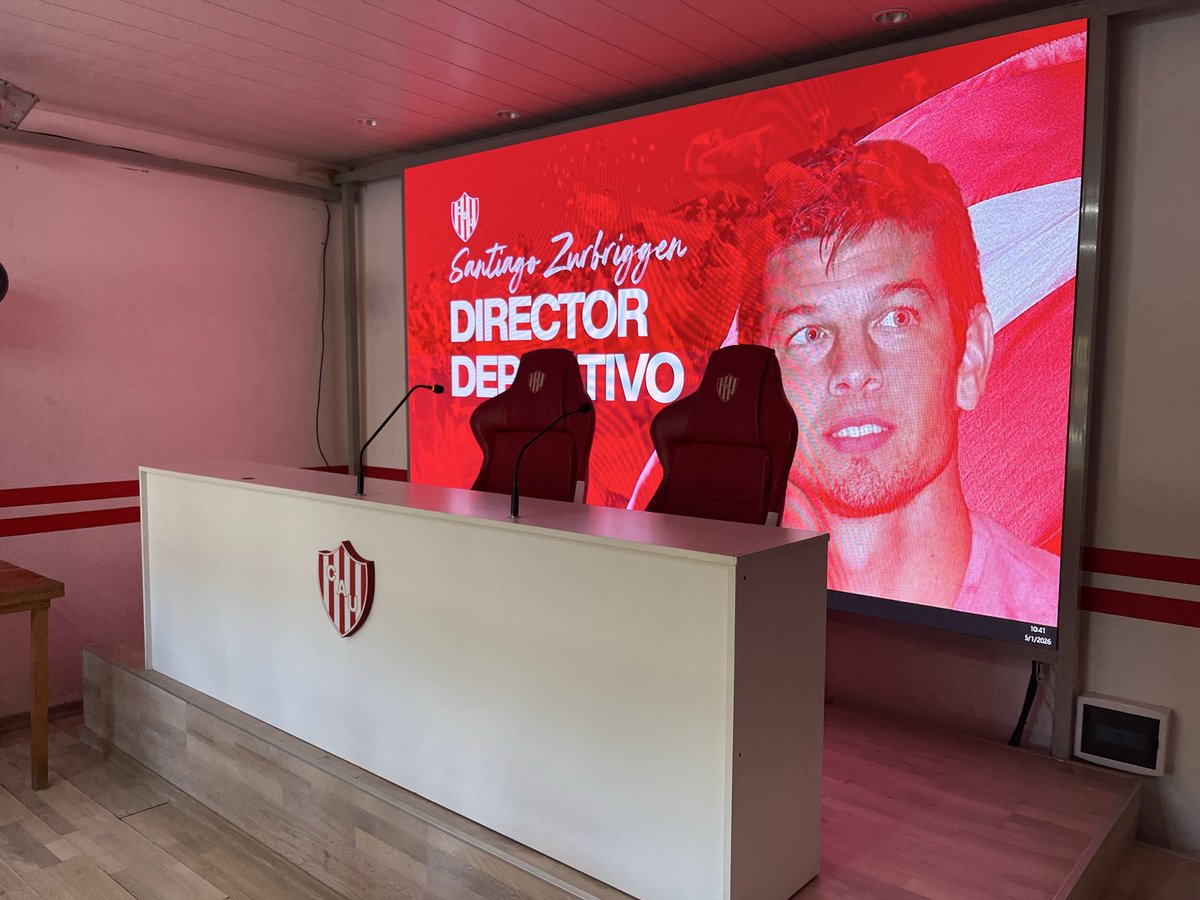 #UnionZurbriggen | a las 11, acá en la Sala de Prensa de la entidad será oficializado antes los medios Santiago Zurbriggen como nuevo Director Deportivo.