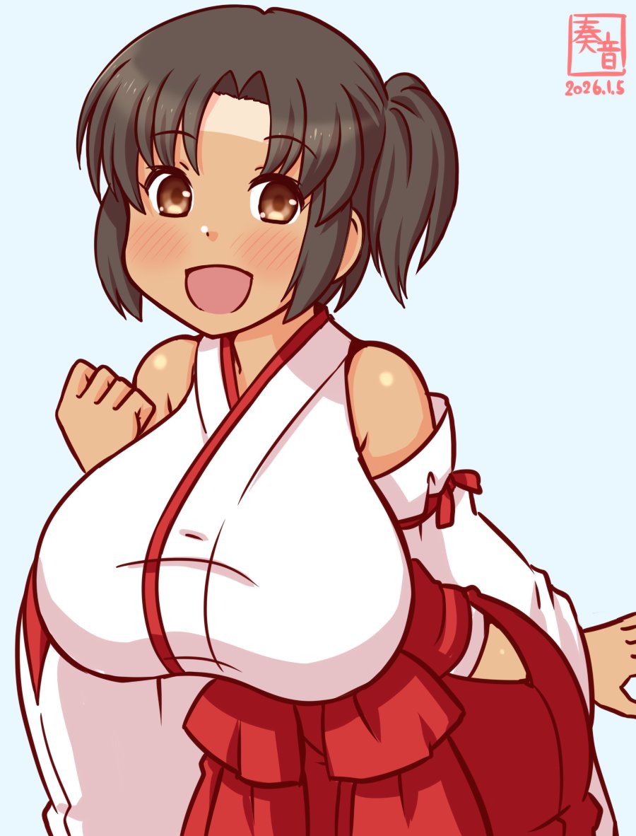 「司令官明けましておめでとうございます!
 長良、今年も全力で走りますね♪
 ついてきてくださいよ? よーっし!」

#艦これ版真剣お絵描き60分一本勝負_20260105
#長良 