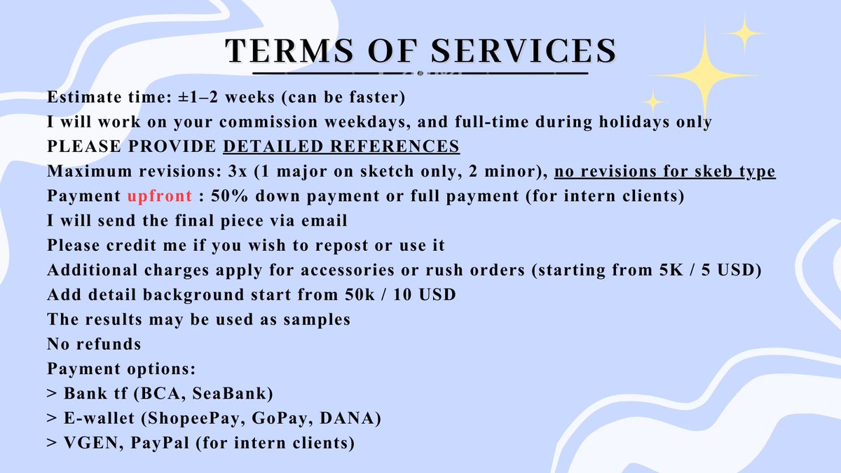 [❤️+🔄 are very appreciated !!]
MYUU'S COMMISSION OPEN

Hi! Im opening skeb commission (local) and full rendered style (intern) on Vgen, let's go check it out! 
My vgen ⬇️⬇️

Feel free to dm if u have any question^^
Thank you 🌸