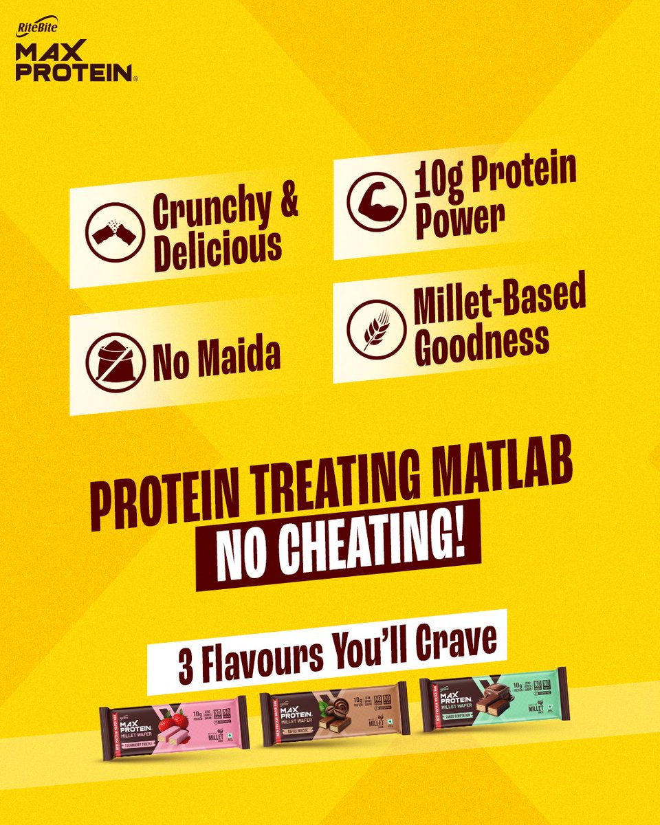 TheMaxProtein's tweet image. Pick a wafer that’s loyal to you. Pick the Max Protein Wafer Bar.

#MaxProtein #ProteinSnacking #NoCheating