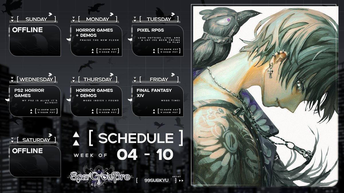 Stream Schedule for 01/04 - 01/10

KEEP THIS PUSH GOING!!! I HAVE A FREE WEEK IM PUTTING ALL OF MY BUSSY INTO THIS WEEK!!! (not literally I'm not spreading my cheeks on camera)