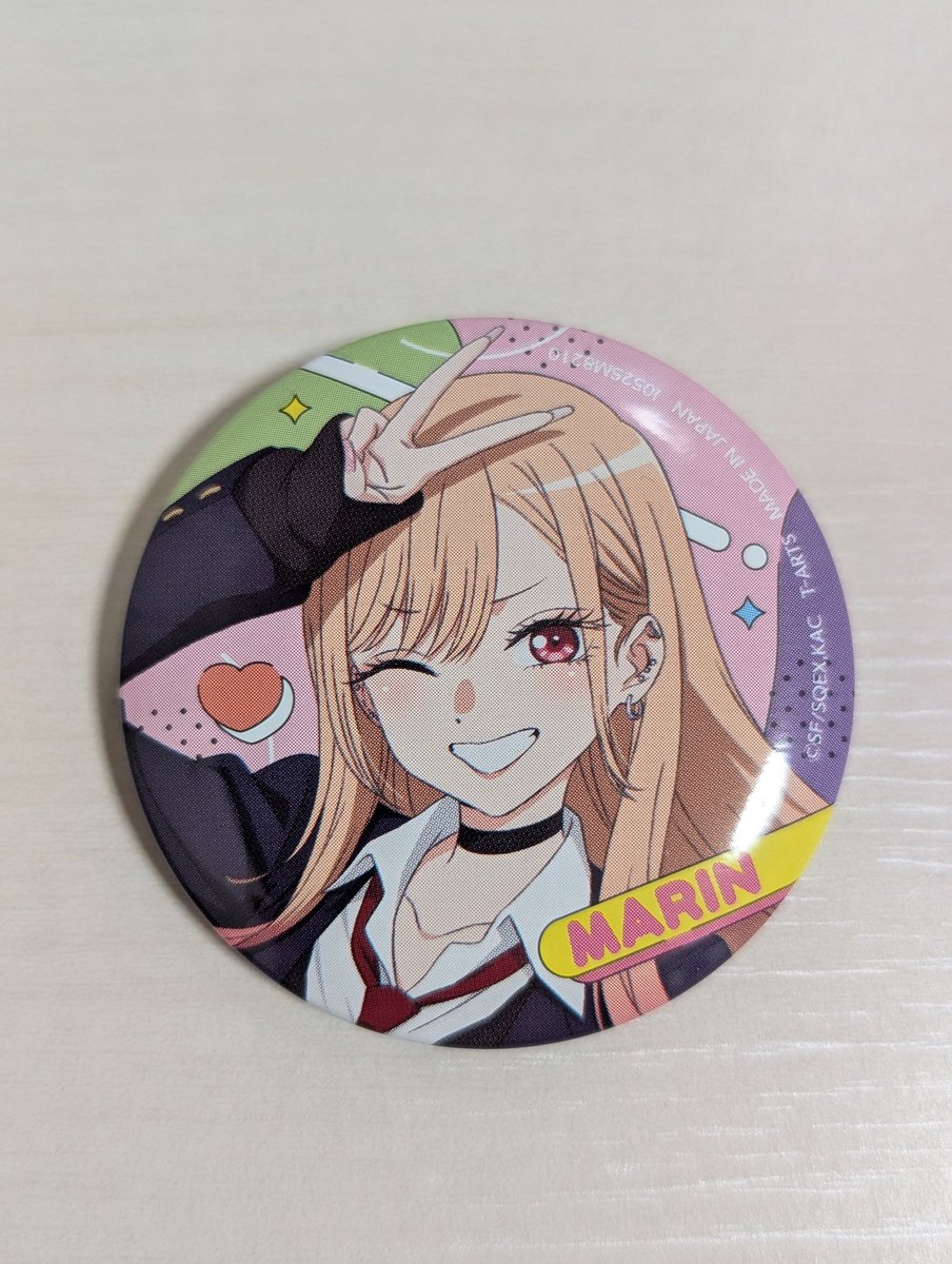 仕事を終えて帰宅したはギャルピ缶バッジが届いてた😆 海夢ちゃん