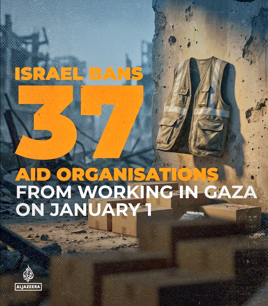 Y_User4tweet0's tweet photo. International Aid Organizations Banned in Gaza
Israel has announced it will suspend the operations of over 30 international humanitarian organizations in Gaza starting in 2026, including (MSF), risking critical medical and relief services amid a deepening crisis.
#StopNGOBans https://t.co/YYjM2CG32e
