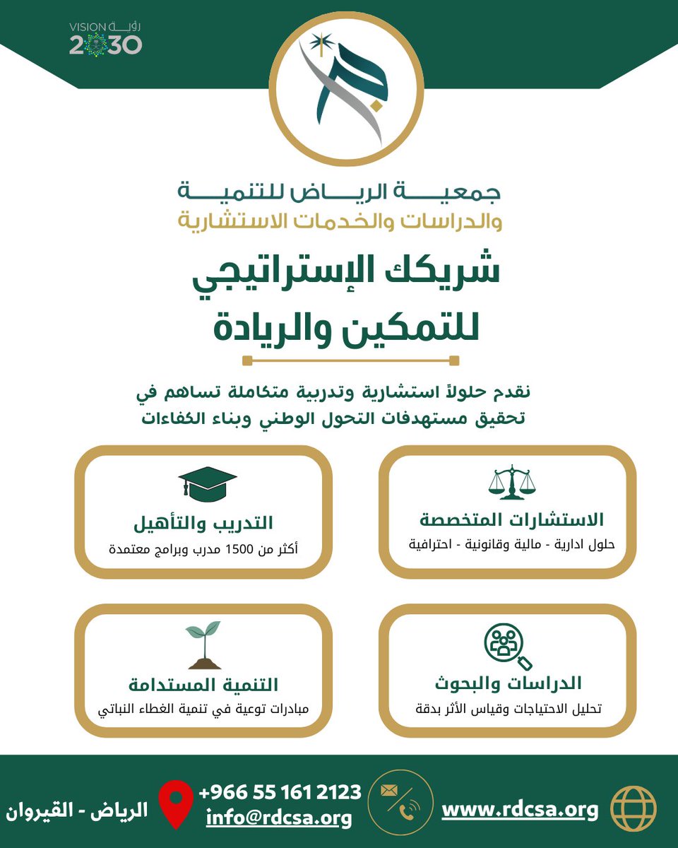 rydh_jm's tweet photo. جمعية الرياض للتنمية والدراسات والخدمات الاستشارية 
شريكك الاستراتيجي للتمكين والريادة https://t.co/Pq5D4Vwwqr